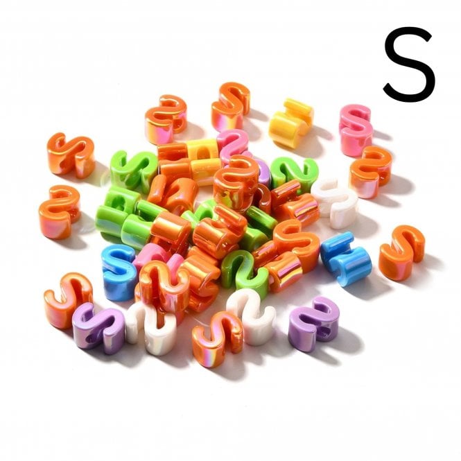 Letter Beads 'S' Extra Large 20mm - UV Iridescent - 2pcs