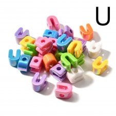 Letter Beads 'U' Extra Large 20mm - UV Iridescent - 2pcs