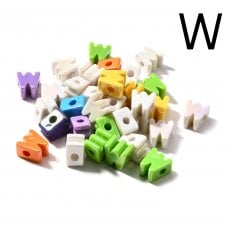 Letter Beads 'W' Extra Large 20mm - UV Iridescent - 2pcs