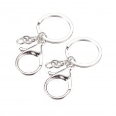 Lobster Clasp 35mm w/ Split Ring 30mm - Silver Plated - 2pcs