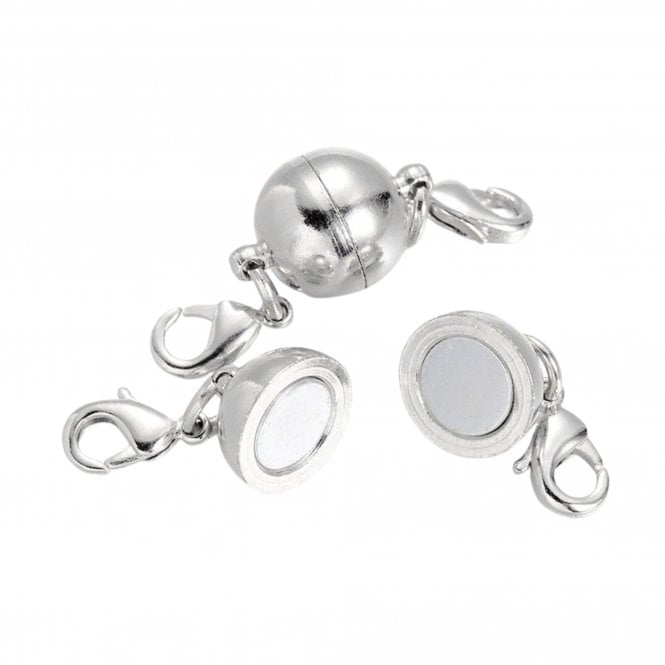 Magnetic Round Clasp Converter (44x10mm) - Silver Plated - 1pc