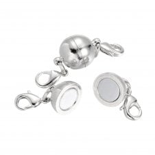 Magnetic Round Clasp Converter (44x10mm) - Silver Plated - 1pc
