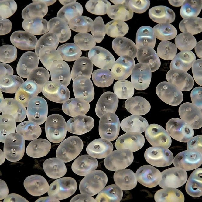 Matubo SuperDuo Czech Beads 2.5x5mm - Crystal AB Matte - 10g