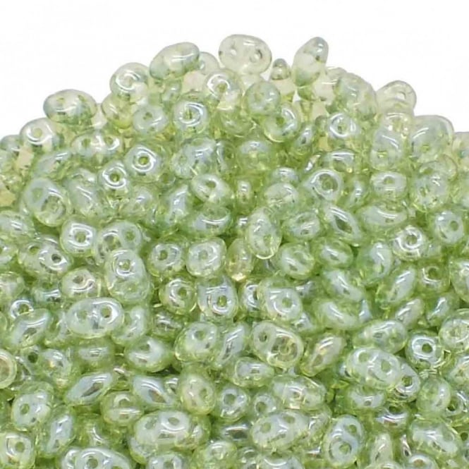 Matubo SuperDuo Czech Beads 2.5x5mm - Crystal Green Lustre - 10g