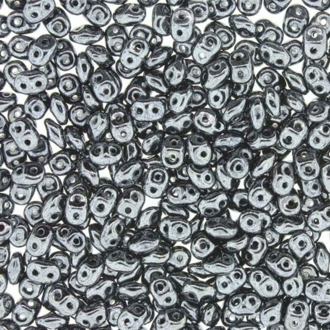 Matubo SuperDuo Czech Beads 2.5x5mm - Jet Hematite - 10g