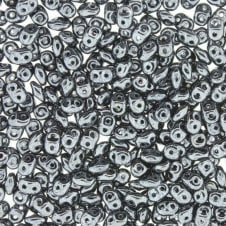 Matubo SuperDuo Czech Beads 2.5x5mm - Jet Hematite - 10g