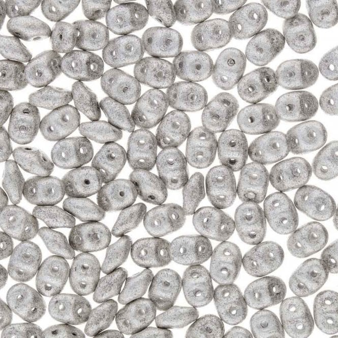 Matubo SuperDuo Czech Beads 2.5x5mm - Jet Silver Pastel - 10g