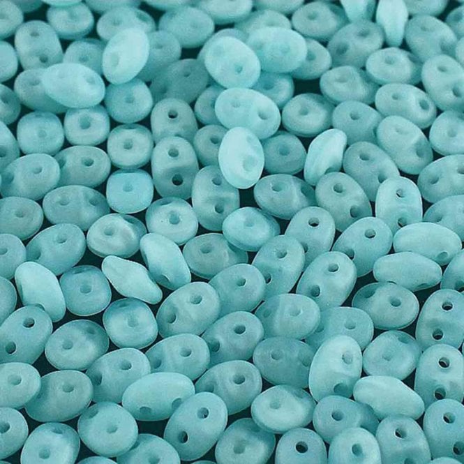 Matubo SuperDuo Czech Beads 2.5x5mm - Opal Aqua Matte - 10g