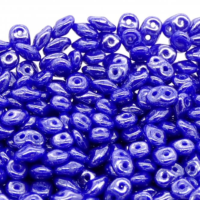Matubo SuperDuo Czech Beads 2.5x5mm - Opaque Blue White Lustre - 10g