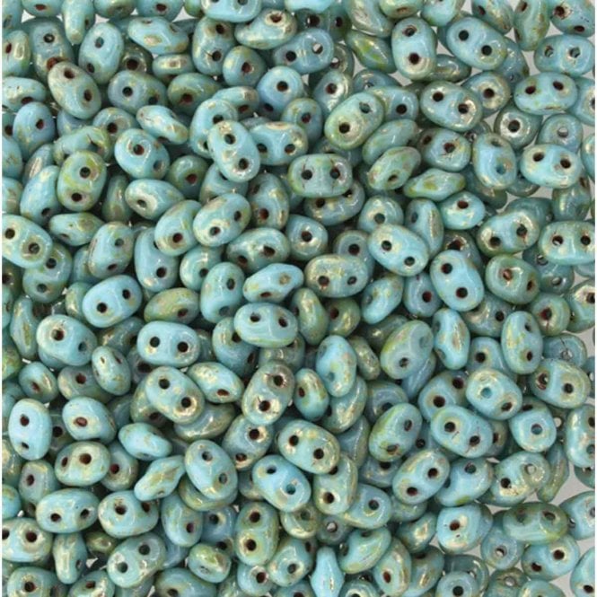 Matubo SuperDuo Czech Beads 2.5x5mm - Turquoise Blue Picasso - 10g