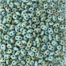 Matubo SuperDuo Czech Beads 2.5x5mm - Turquoise Blue Picasso - 10g
