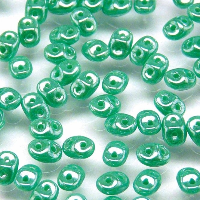 Matubo SuperDuo Czech Beads 2.5x5mm - Turquoise Green Luster - 10g