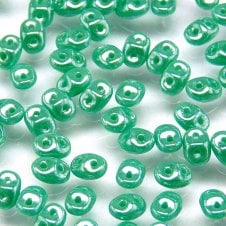 Matubo SuperDuo Czech Beads 2.5x5mm - Turquoise Green Luster - 10g