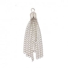 Medium Metal Tassel Pendant - Silver Plated - 2pk