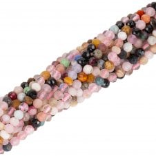 Mixed Gemstone Faceted Round Beads 3mm - 37cm String (Approx. 115pcs)