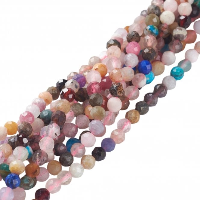 Mixed Gemstone Faceted Round Beads 4mm - 39cm String (Approx. 101pcs)