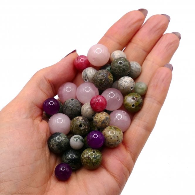 Mixed Gemstone Round Beads 4mm-16mm - 50g (approx. 32pcs)