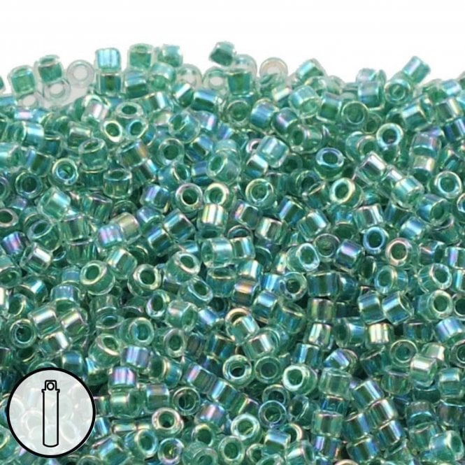  11/0 Delica Seed Bead - Lined Lime AB (DB060) - 5g