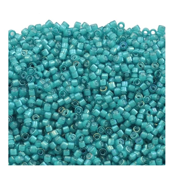  11/0 Delica Seed Bead - White Lined Teal (DB1782) - 5g