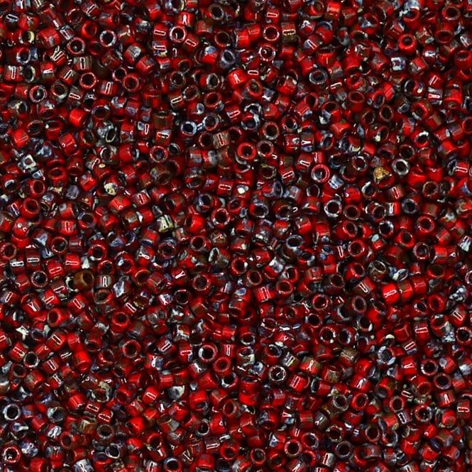  11/0 Delica Seed Beads - Picasso Opaque Red Garnet (DB2263) - 5g