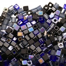 Miyuki 4mm Cube Seed Bead Mix - Black Medley - 10g