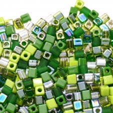 Miyuki 4mm Cube Seed Bead Mix - Evergreen - 10g