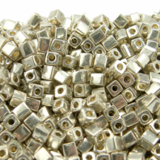 Miyuki 4mm Cube Seed Beads - Galvanized Silver - 10g