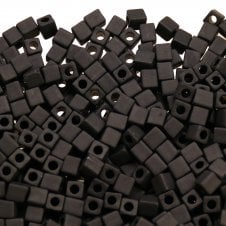 Miyuki 4mm Cube Seed Beads - Matte Opaque Black - 10g