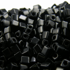 Miyuki 4mm Cube Seed Beads - Opaque Black - 10g