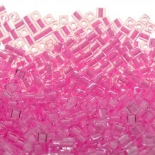 Miyuki 4mm Cube Seed Beads - Pink Lined Crystal - 10g