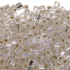 Miyuki 4mm Cube Seed Beads - Silver Lined Crystal - 10g