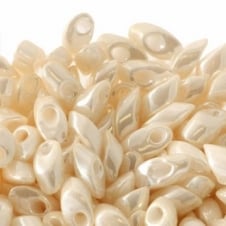 Miyuki 4x7mm Long Magatama Seed Beads - Antique Ivory Pearl Ceylon - 5g