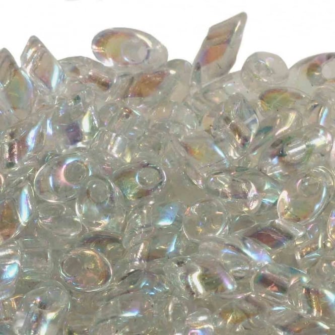  4x7mm Long Magatama Seed Beads - Crystal AB - 5g
