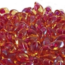 Miyuki 4x7mm Long Magatama Seed Beads - Dark Pink Lined Amber - 5g