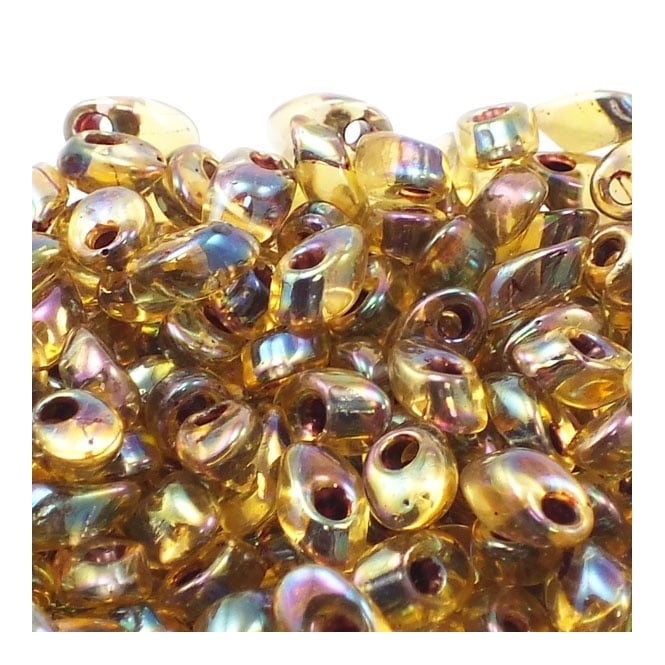  4x7mm Long Magatama Seed Beads - Garnet-Lined Topaz AB - 5g