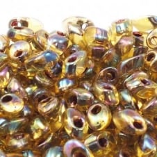 Miyuki 4x7mm Long Magatama Seed Beads - Garnet-Lined Topaz AB - 5g