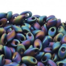 Miyuki 4x7mm Long Magatama Seed Beads - Matte Black AB - 5g