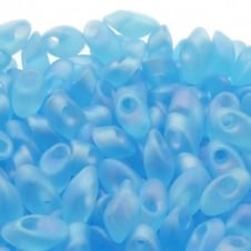 Miyuki 4x7mm Long Magatama Seed Beads - Matte Transparent Aqua AB - 5g
