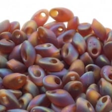 Miyuki 4x7mm Long Magatama Seed Beads - Matte Transparent Dark Topaz AB - 5g