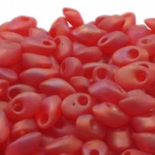 Miyuki 4x7mm Long Magatama Seed Beads - Matte Transparent Red Orange AB - 5g