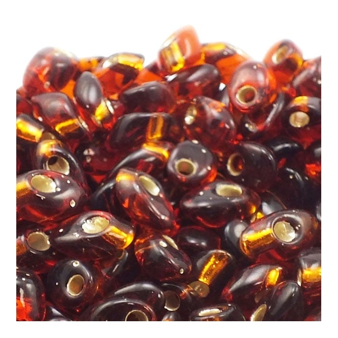  4x7mm Long Magatama Seed Beads - Silver Lined Dark Topaz - 5g