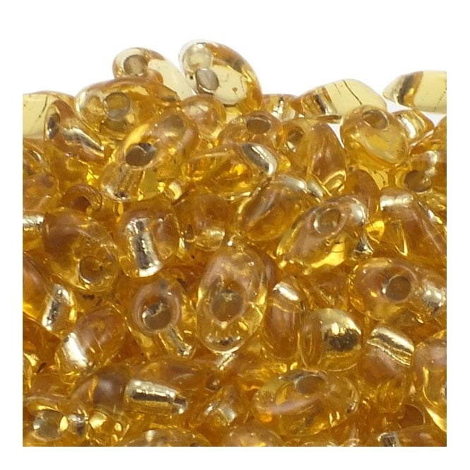  4x7mm Long Magatama Seed Beads - Silver Lined Gold - 5g