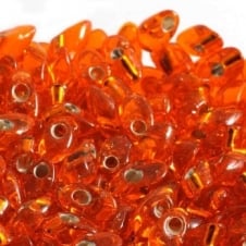 Miyuki 4x7mm Long Magatama Seed Beads - Silver Lined Orange - 5g