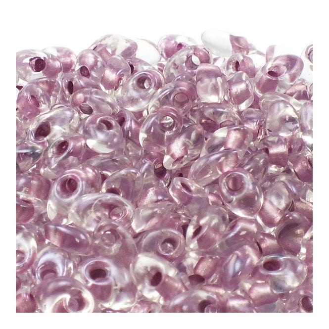  4x7mm Long Magatama Seed Beads - Sparkle Orchid Lined Crystal - 5g