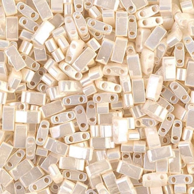  Half Tila Beads - Antique Ivory Pearl Ceylon - 5g