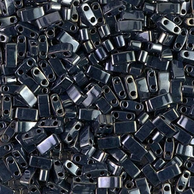  Half Tila Beads - Light Gunmetal - 5g