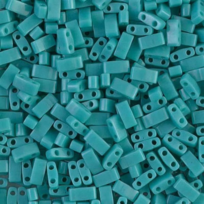  Half Tila Beads - Opaque Turquoise Green - 5g
