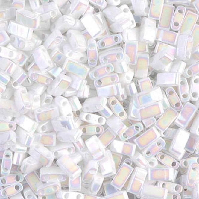  Half Tila Beads - Pearl White Opaque - 5g