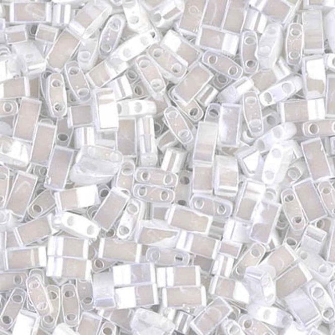  Half Tila Beads - White Pearl - 5g