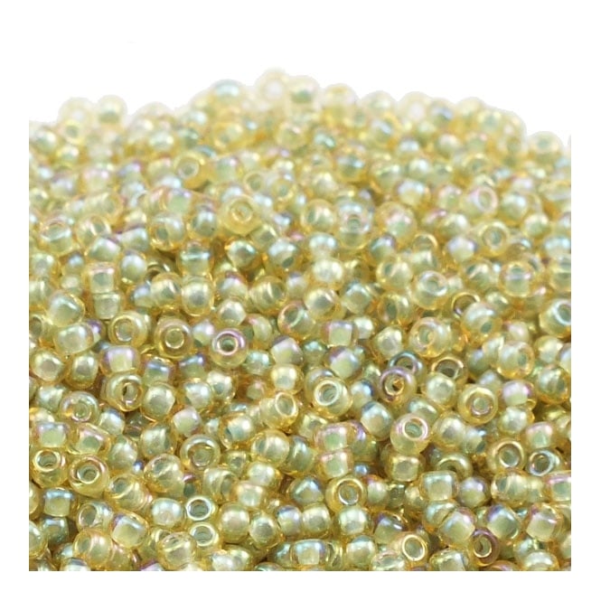  Seed Beads 11/0 - Aqua Lined Light Topaz AB - 10g